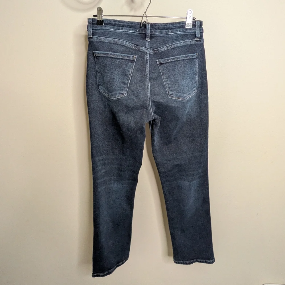 Evereve High Rise EVER Straight Button Fly Jean Deep Blue Wash - Picture 4 of 6